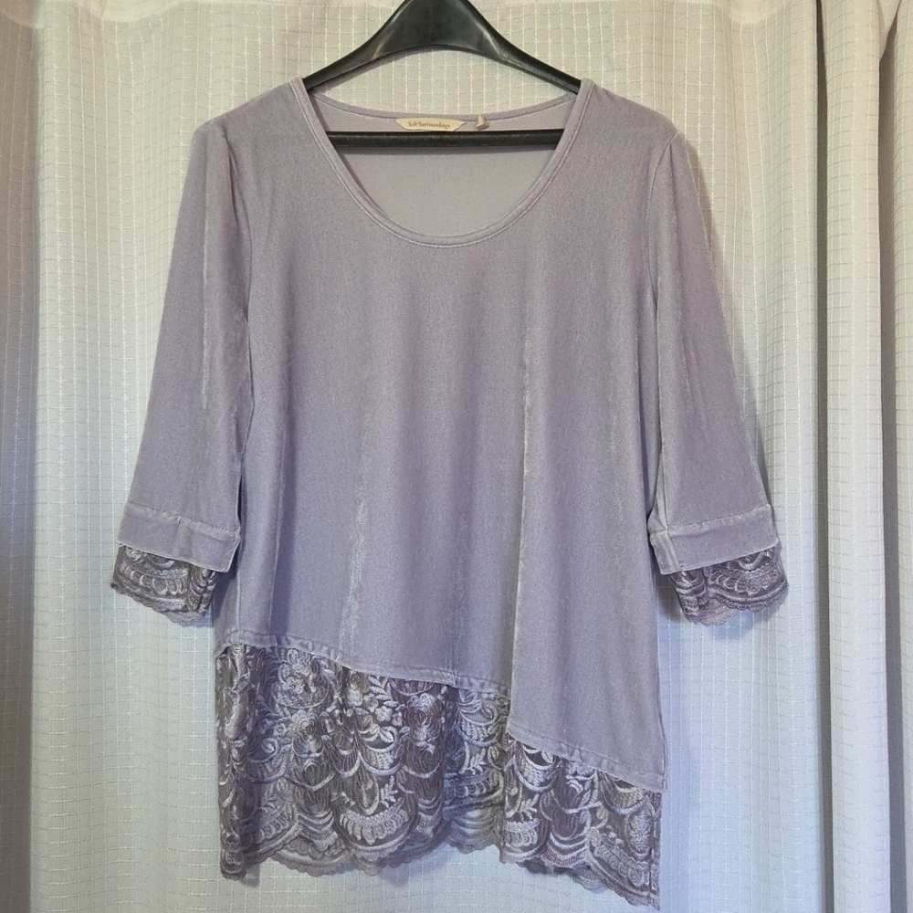 Soft Surroundings Rousseau Velvet Tunic Top Size PM